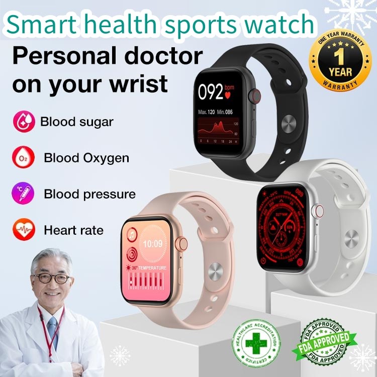 【COD】Jam Tangan Kesehatan Smartwatch Pria Wanita Health Medical Smart Watch  Blood Sugar/Blood Pressure Measurement Heart Rate Blood Oxygen Monitor