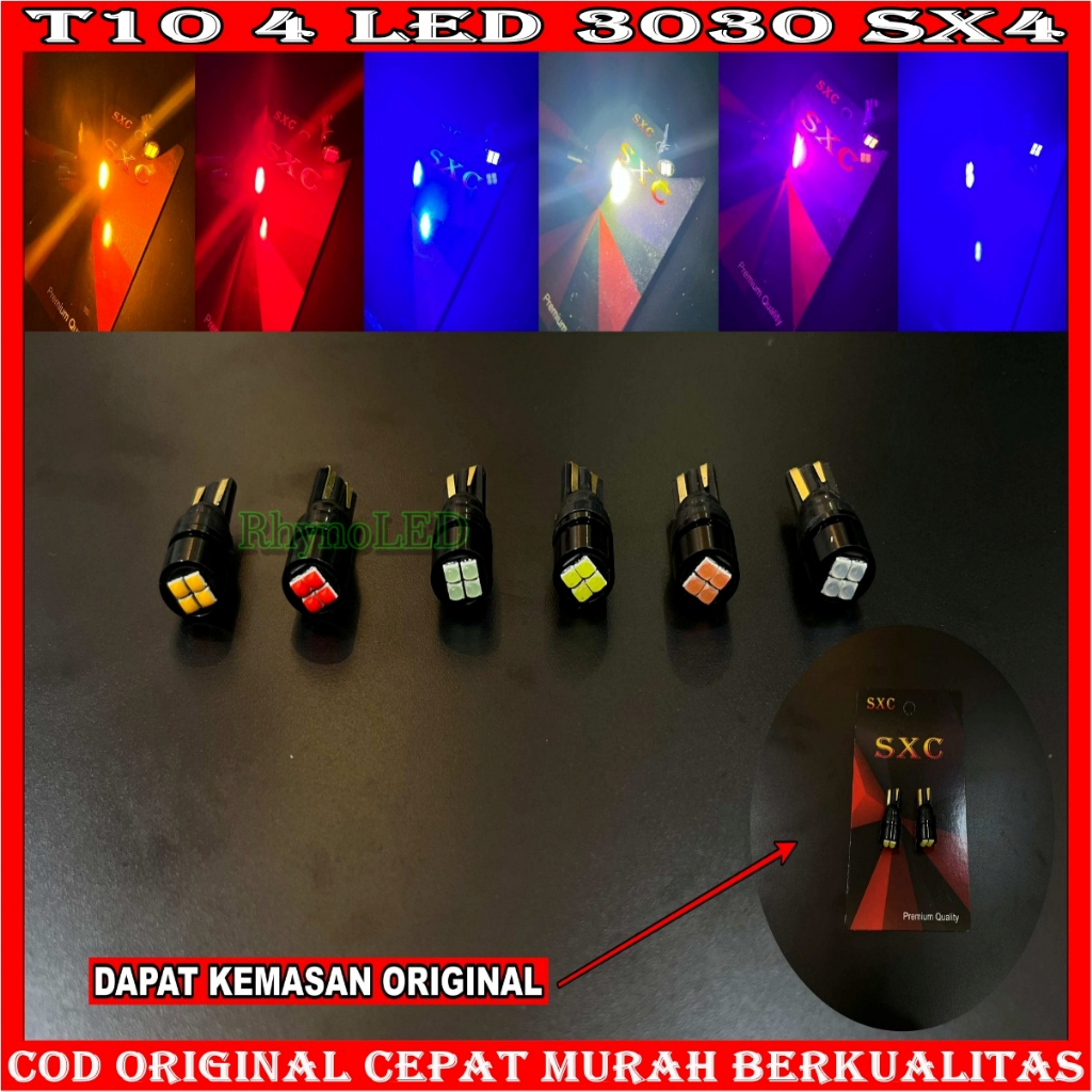 Jual ORIGINAL LAMPU LED MOTOR T10 4 LED CHIP 3030 SX4 LAMPU SENJA MOTOR ...