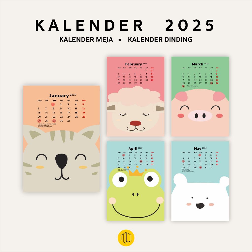 Jual Kalender Motif Hewan 2025 / Kalender Motif Animal / Desk Calendar
