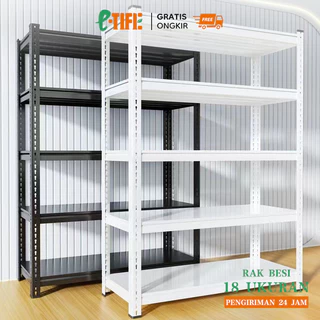 E-TIFE Rak Besi Siku 5/6 Susun Rak Gudang Rak Serbaguna Rak Supermarket Rak Dapur 100% Besi