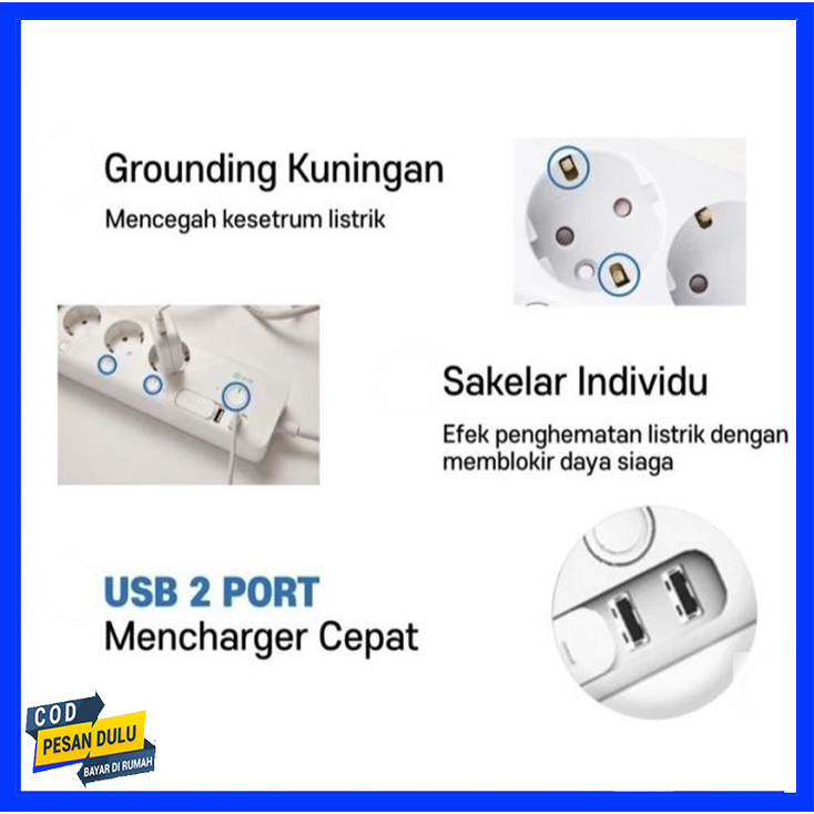 Jual JINHEUNG Stop Kontak Multi Tap Switch 4 Lubang 2 USB Port ...