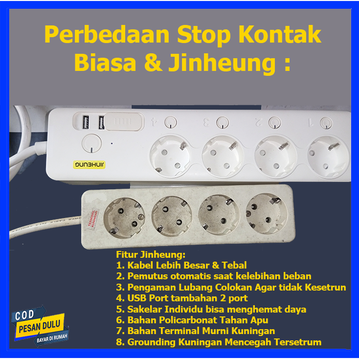 Jual JINHEUNG Stop Kontak Multi Tap Switch 4 Lubang 2 USB Port ...
