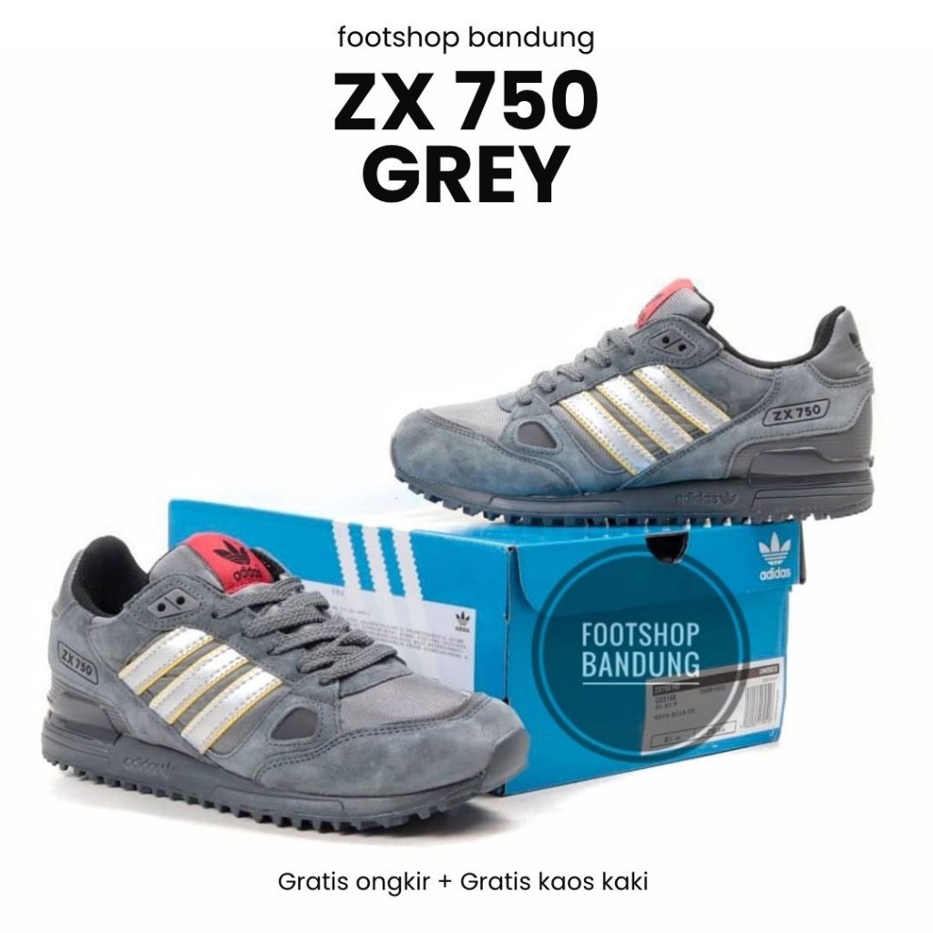 Jual Sepatu Sneakers Casual Pria Adidas ZX750 Zx 750 Dark Grey SUede SIze 40 44 BNIB Free Kaos KAki Shopee Indonesia