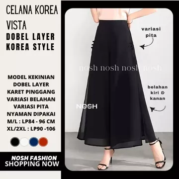Celana Kulot Korea Celana Panjang Sifon Wanita Gaya Korea Cantik Dan Elegan Vista NOSHFashion