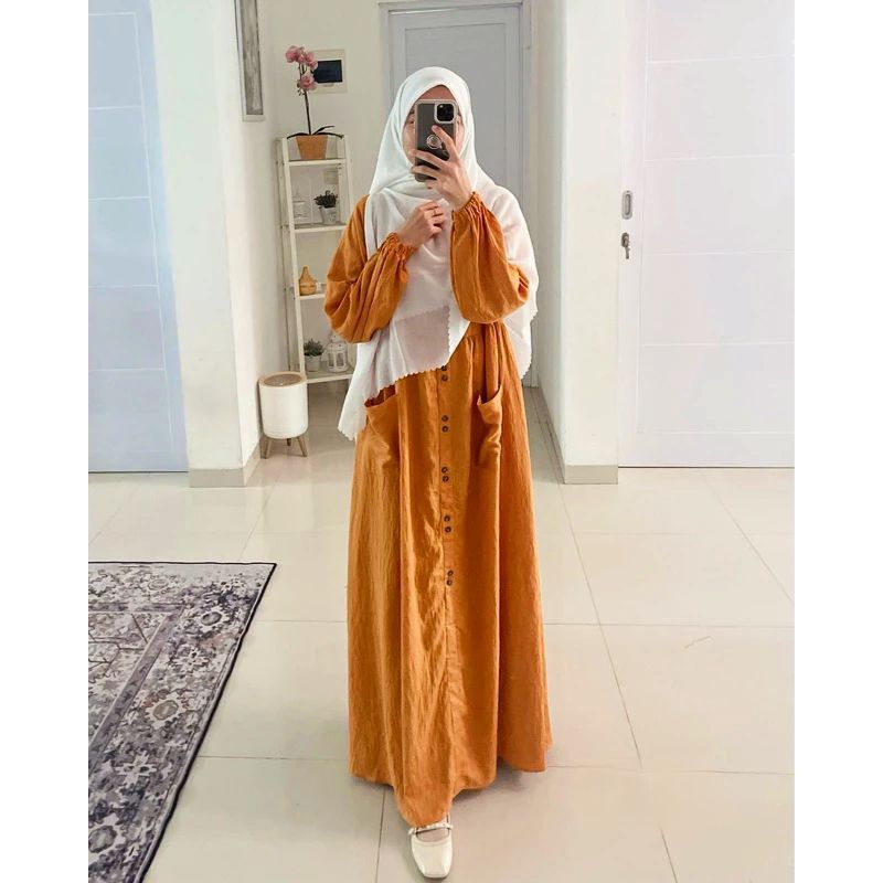Jual Terbaru Emiera Dress Polos Linen Gamis Simpel Wanita Remaja ...