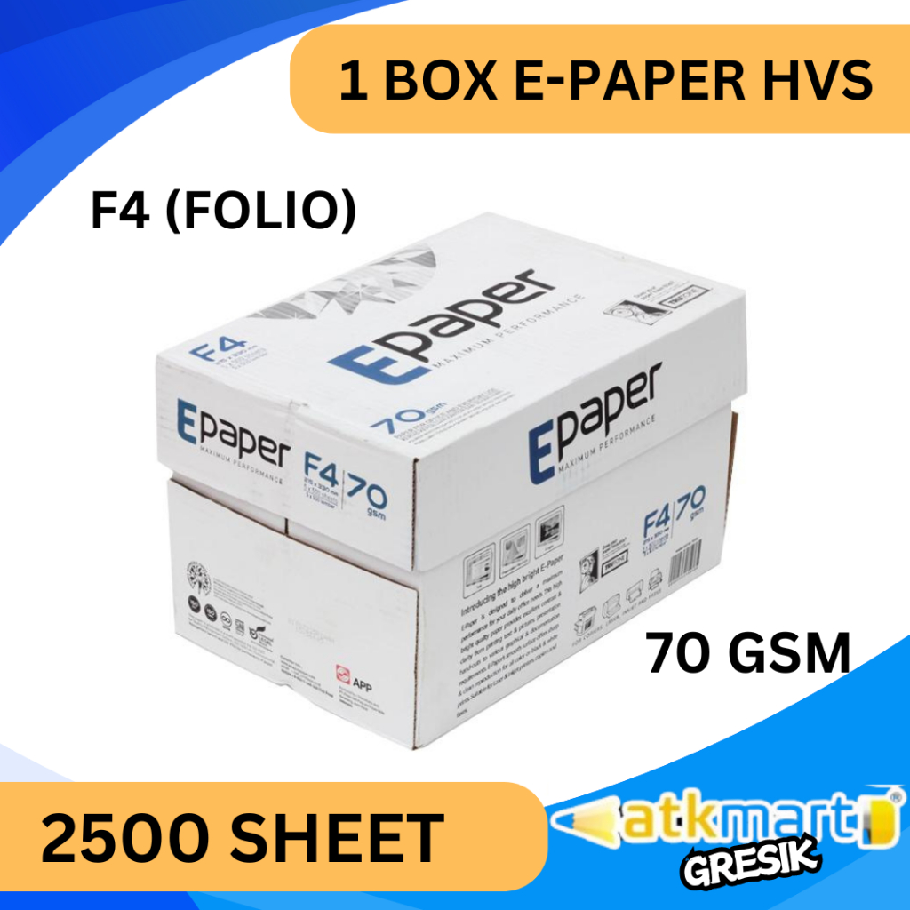 Jual KERTAS HVS EPAPER F4 FOLIO 70 GSM 1 RIM 500 LEMBAR KERTAS FOTOCOPY ...
