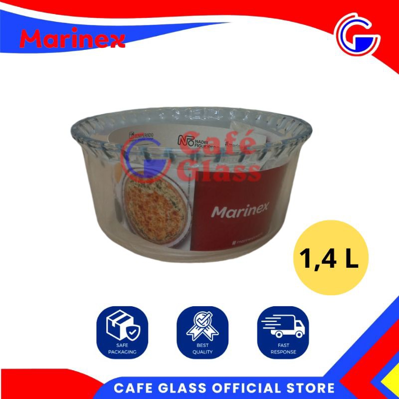 Mangkok Kaca Bulat Besar 1.4L - Marinex / Mangkok Oven Freezer Tahan Panas Dingin / Mangkok Saji - Bake&Serve Loyang Baking