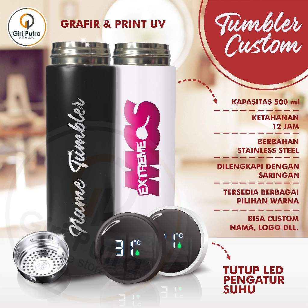 Jual TUMBLER CUSTOM NAMA / TUMBLER LED / TUMBLER GRAFIR & PRINT UV NAMA ...