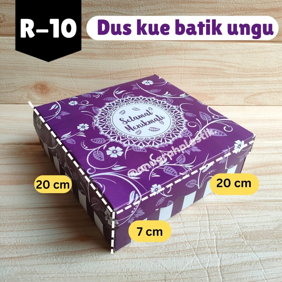 Jual Dus Nasi R10 Motif Batik Ungu / Box Nasi uk 20 x 20 Motif PER 10 ...
