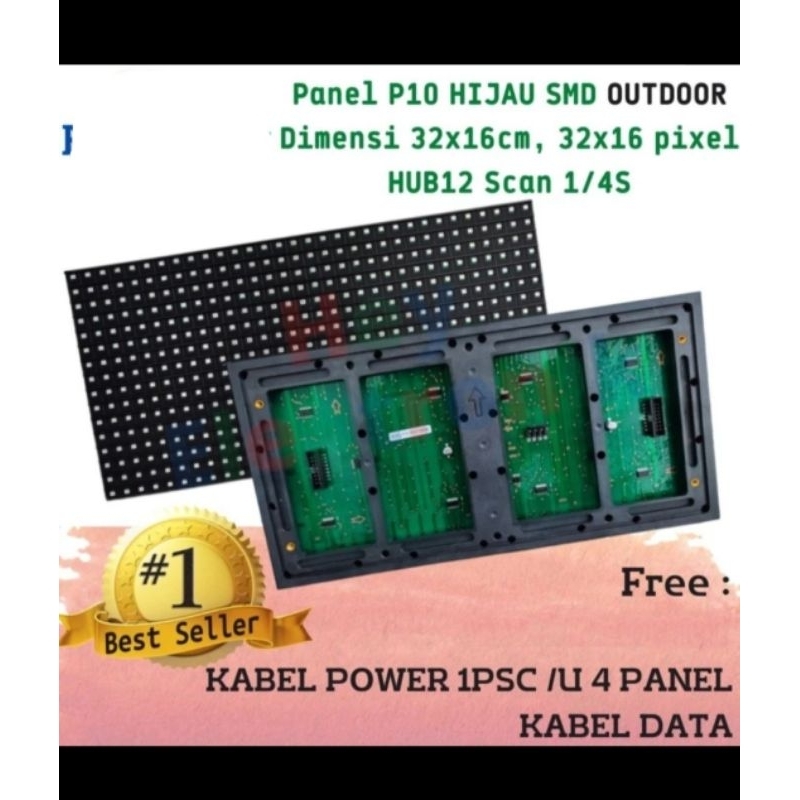 Jual Panel Module Modul LED P10 Running Text SMD HIJAU Full Outdoor ...