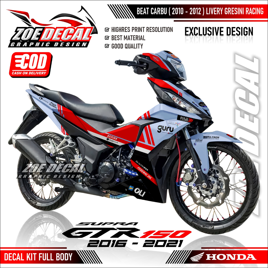 Jual Terbaru Decal Stiker Full Body Honda Supra GTR 2016 - 2021 Livery ...