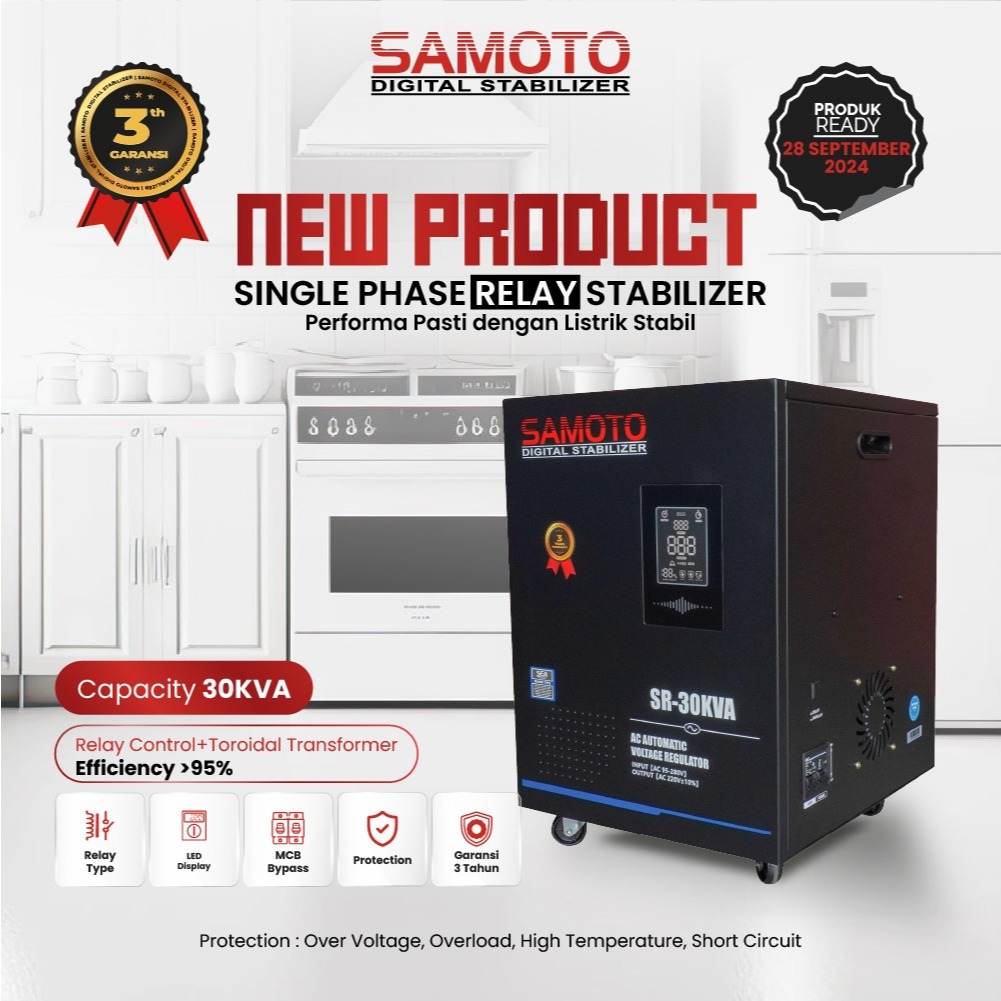 Jual Stabilizer SAMOTO AVR Stabilizer Relay Type SR30KVA Relay ...