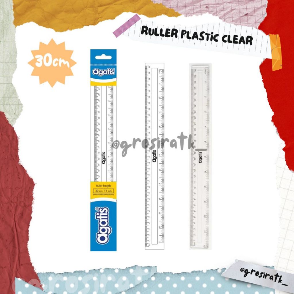 Jual AGATIS RULER 30CM PLASTIC CLEAR / TRANSPARENT / PENGGARIS 30CM ...