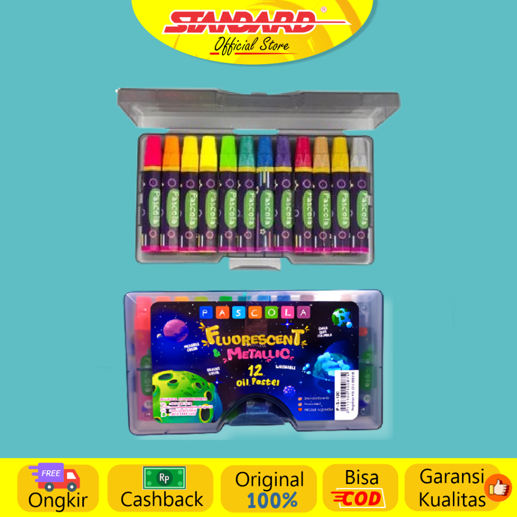 Standard - Pascola Oil Pastel Metalic 12 / Set ( Crayon / Pewarna / Coloring ) (4)
