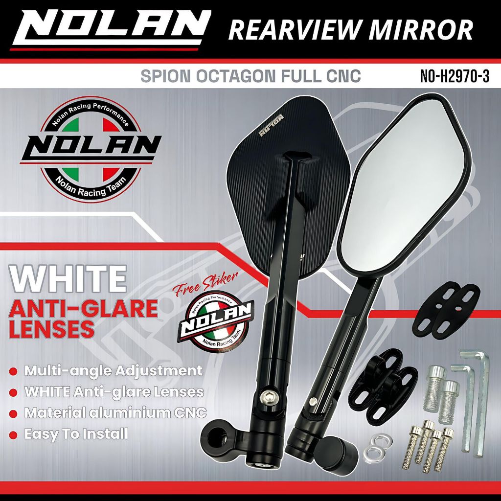 Jual NOLAN Spion Octagon H2970-3 Kaca Putih Bahan Full Aluminium Alloy ...
