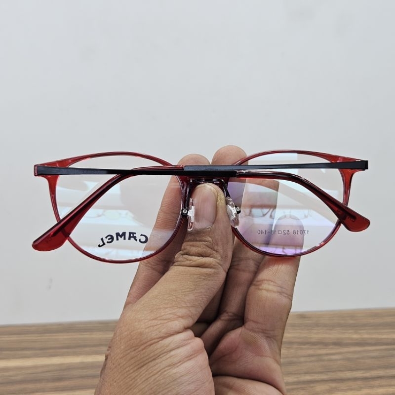 Jual frame kacamata pria wanita vintage bulat 17018 merah maroon ada ...