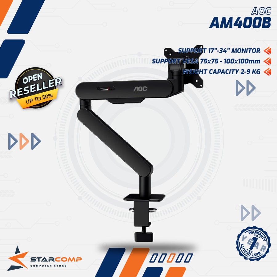 Jual Bracket Monitor Ergonomic Gas spring Monitor Single Arm AOC AM400B ...