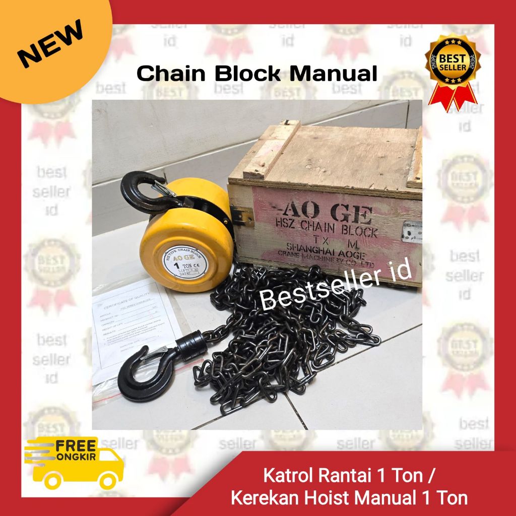 Jual Chain Block 1 Ton / Takel Katrol Kerekan Manual 1T / Takel Manual ...