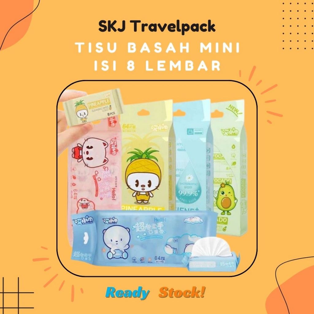 Jual (MIN. 3 PCS) Tisu Basah Mini Kecil Isi 8 lembar untuk Traveling ...