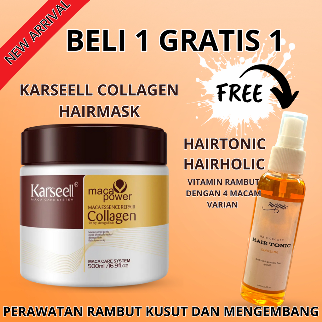 Jual (BELI 1 GRATIS 1) Karseell Collagen Hairmask free Hairtonic ...