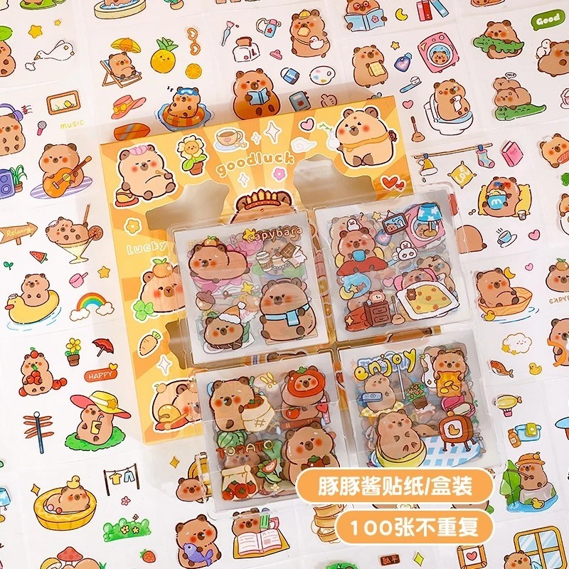 Jual STIKER CAPYBARA Box isi 100 lembar Capybara Sticker with Box ...