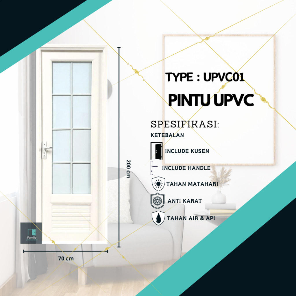 pintu kamar mandi, pintu toilet, pintu indoor, pintu outdoor, pintu UPVC FAM61