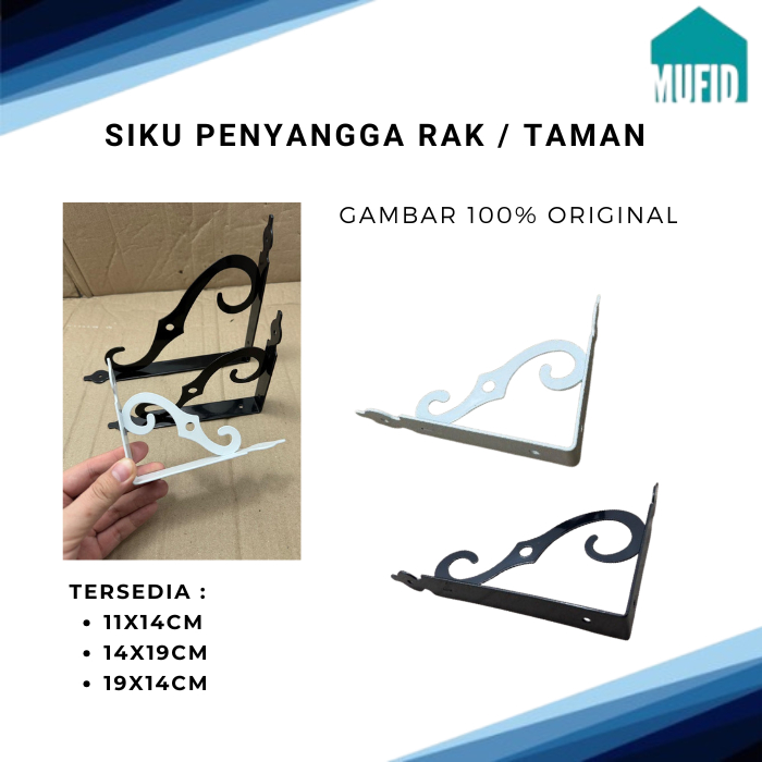 Jual Siku Penyangga Rak Dinding Besi L Hitam & Putih Shelf Bracket ...