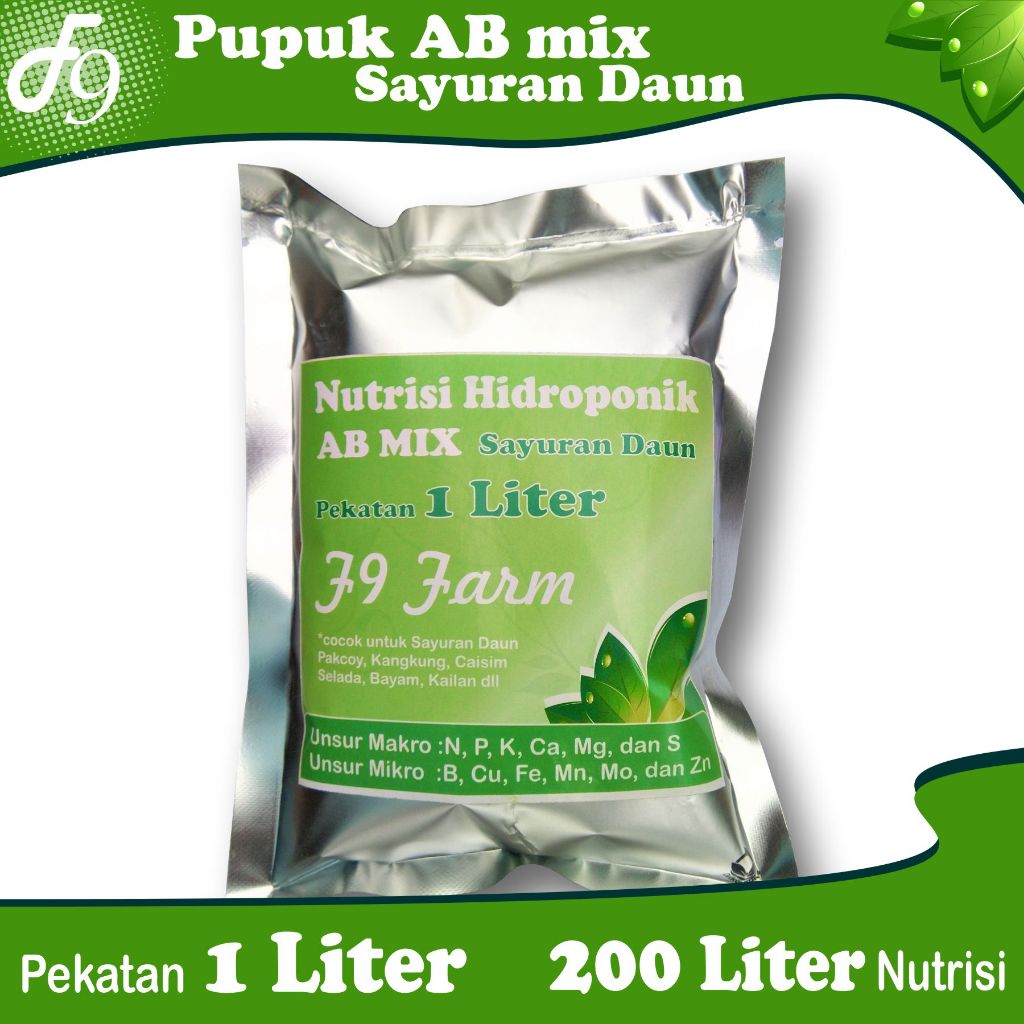 AB Mix 1 Liter Serbuk Pupuk Nutrisi Hidroponik Sayuran Daun 200 Liter