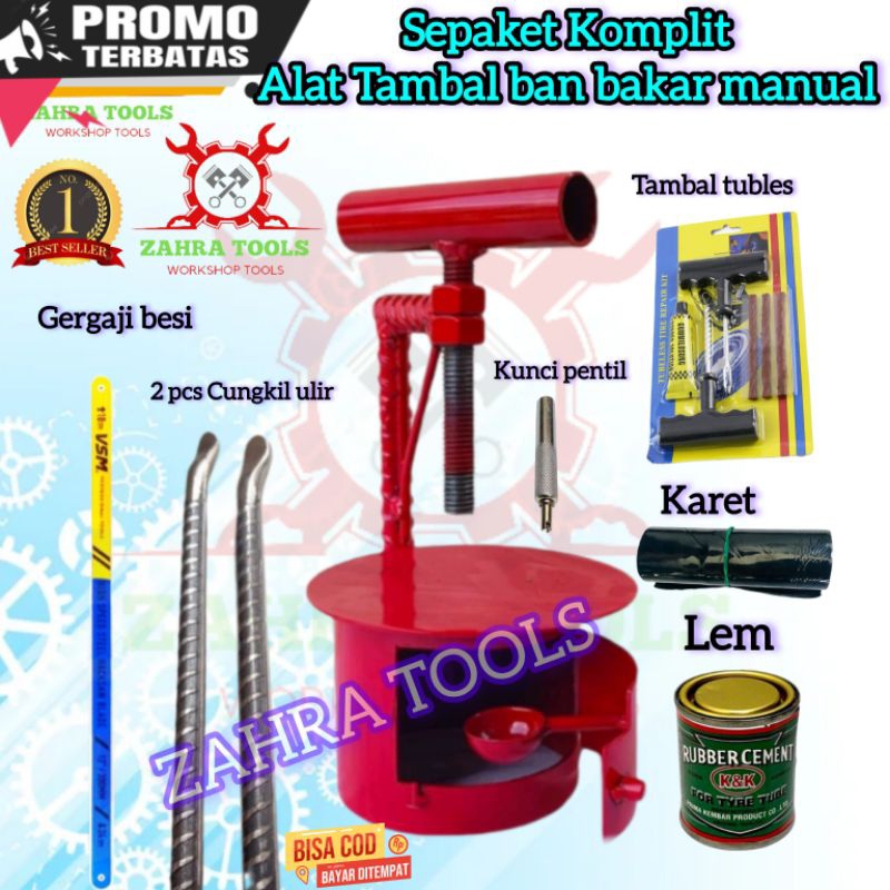 Jual SEPAKET Hemat Alat tambal ban bakar dan tubeles alat tambal ban