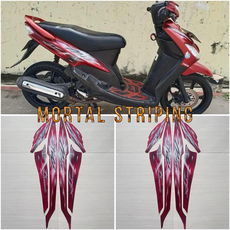 Jual STIKER STICKER STRIPING LIS BODY MOTOR MIO SMILE 2009 2010 MERAH ...