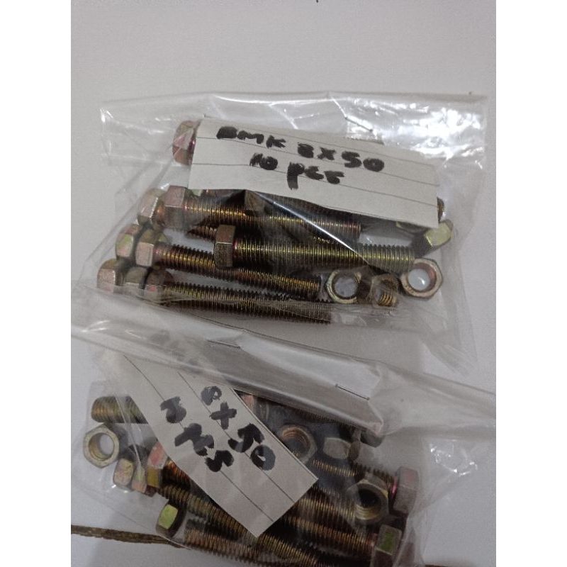 Jual Baut mur kuning 8x50 BMK (paket isi 10pcs) | Shopee Indonesia