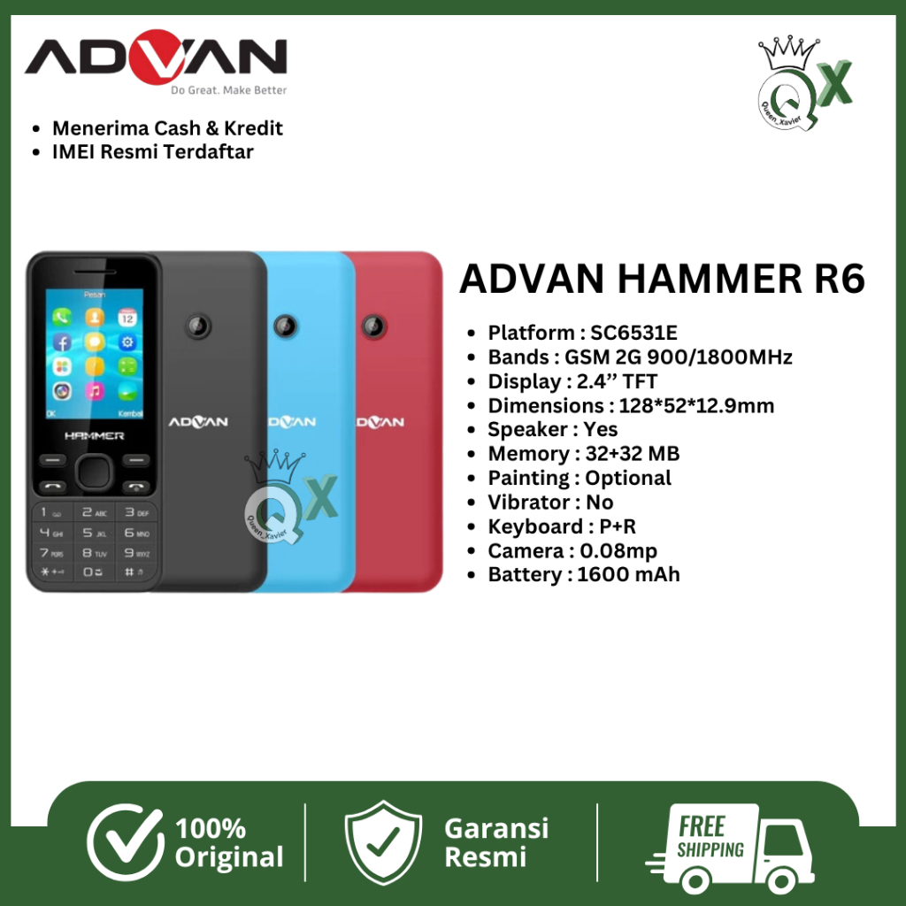 Jual Advan Hammer R6 - 2.4 INCHI - BATT 1600 MAH - Garansi Resmi ...