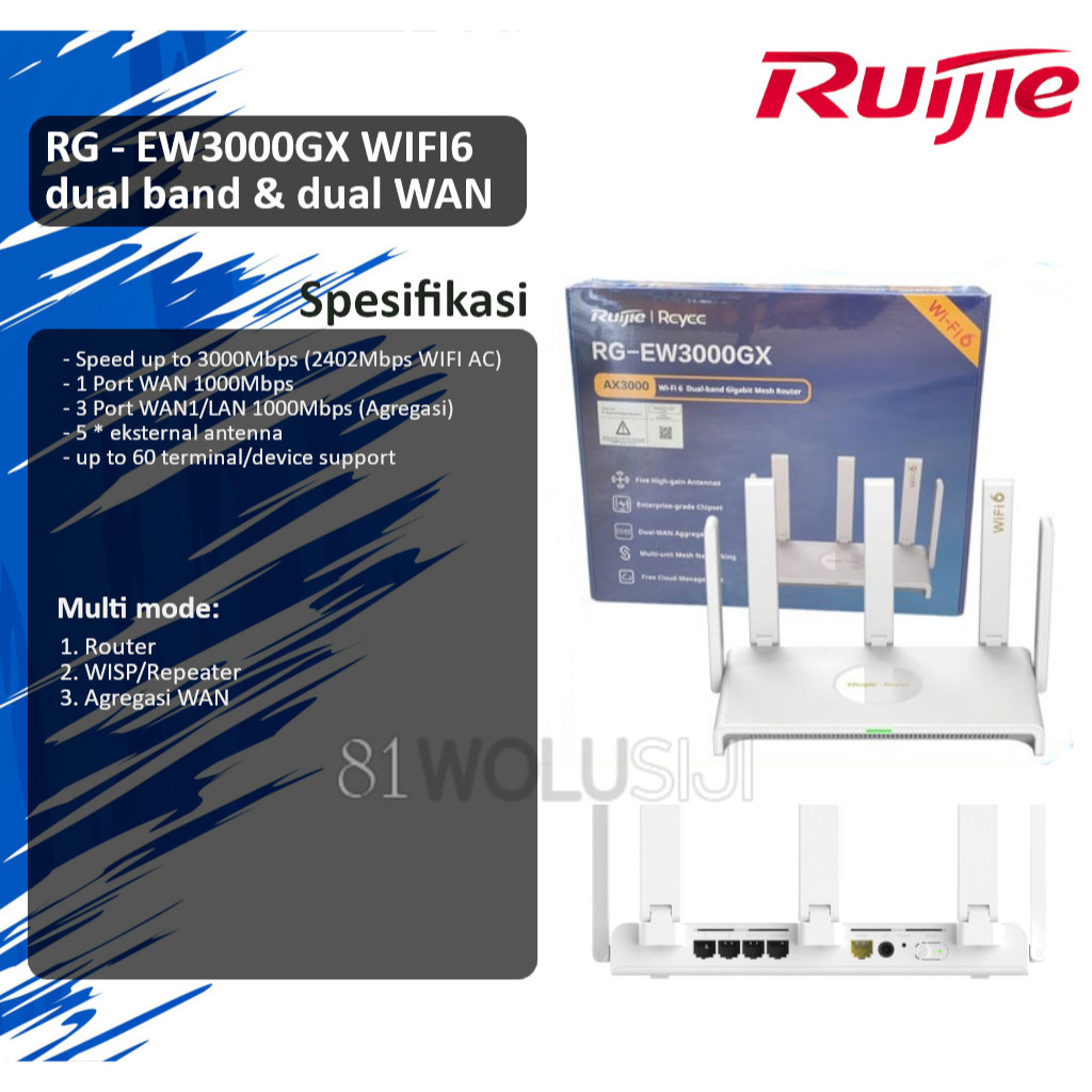 Jual Ruijie RG EW3000GX AX3000 Wireless AX Router Dual Band Gigabit ...