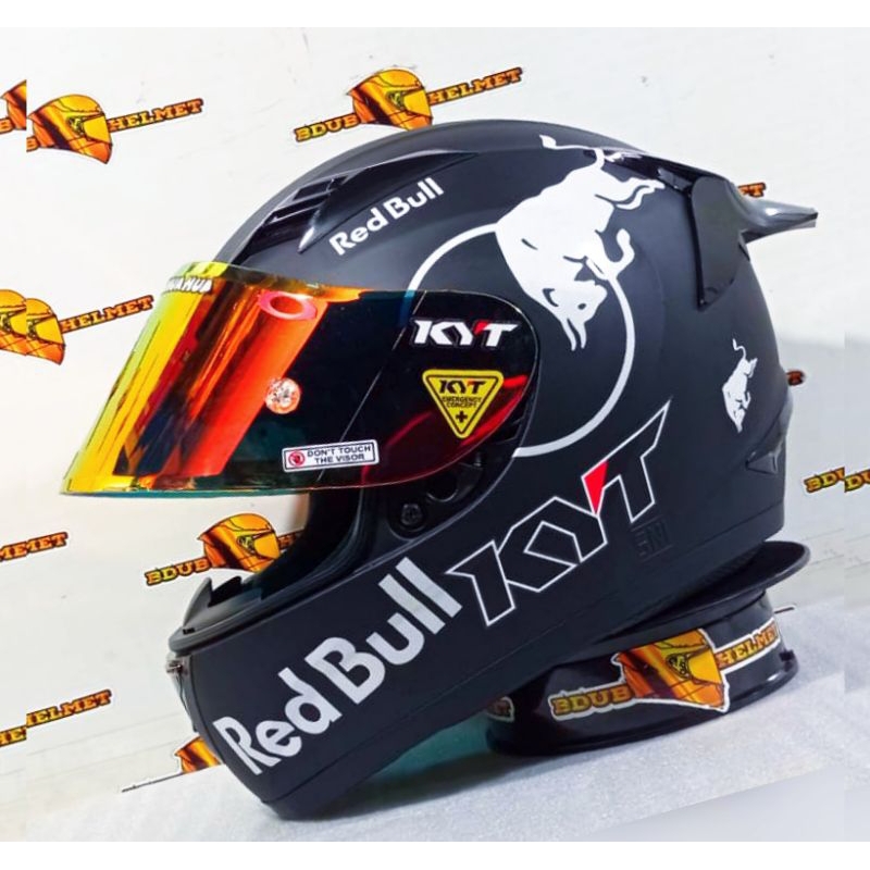 Helm full face Kyt R10 black doff/itam doff red bull original helm  modip(PAKET GANTENG)
