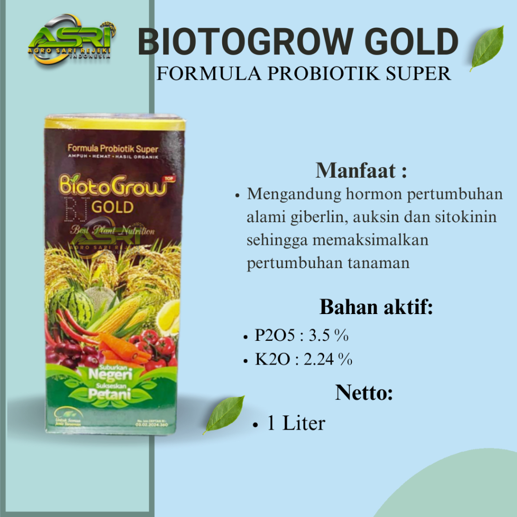 Jual BIOTOGROW GOLD 1L PUPUK DAUN ORGANIK FORMULA PROBIOTIK SUPER ...