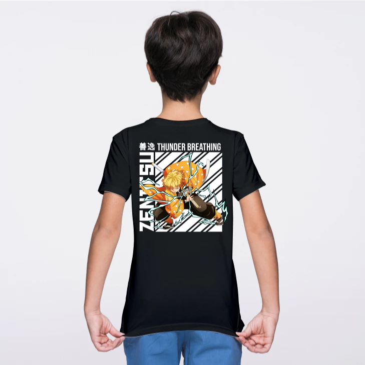 Baju Kaos  Anak Unisex Gambar Anime DEMON SLAYER ZENITSU AGATSUMA