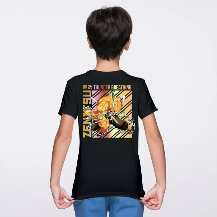 Baju Kaos  Anak Unisex Gambar Anime DEMON SLAYER ZENITSU AGATSUMA