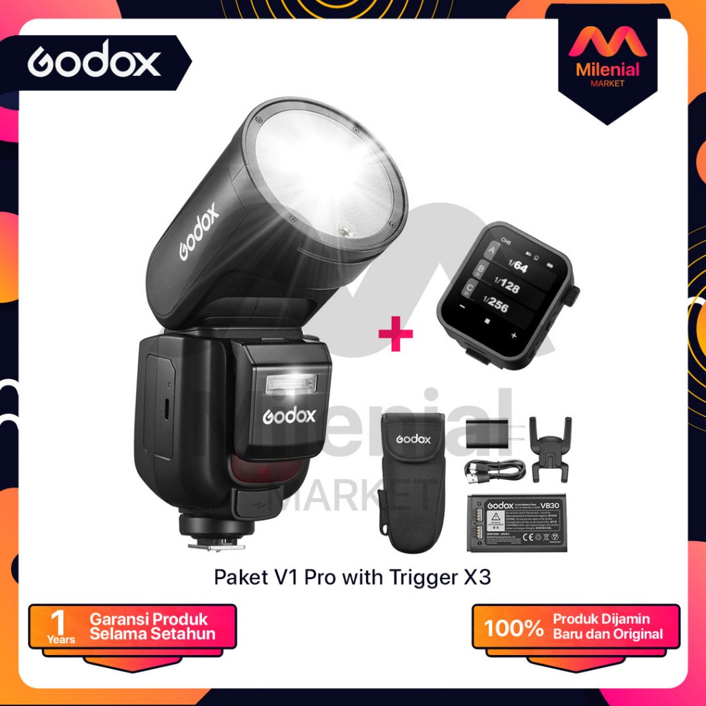 Jual Paket Flash Godox V1Pro V1 Pro with Trigger X3 | Shopee Indonesia