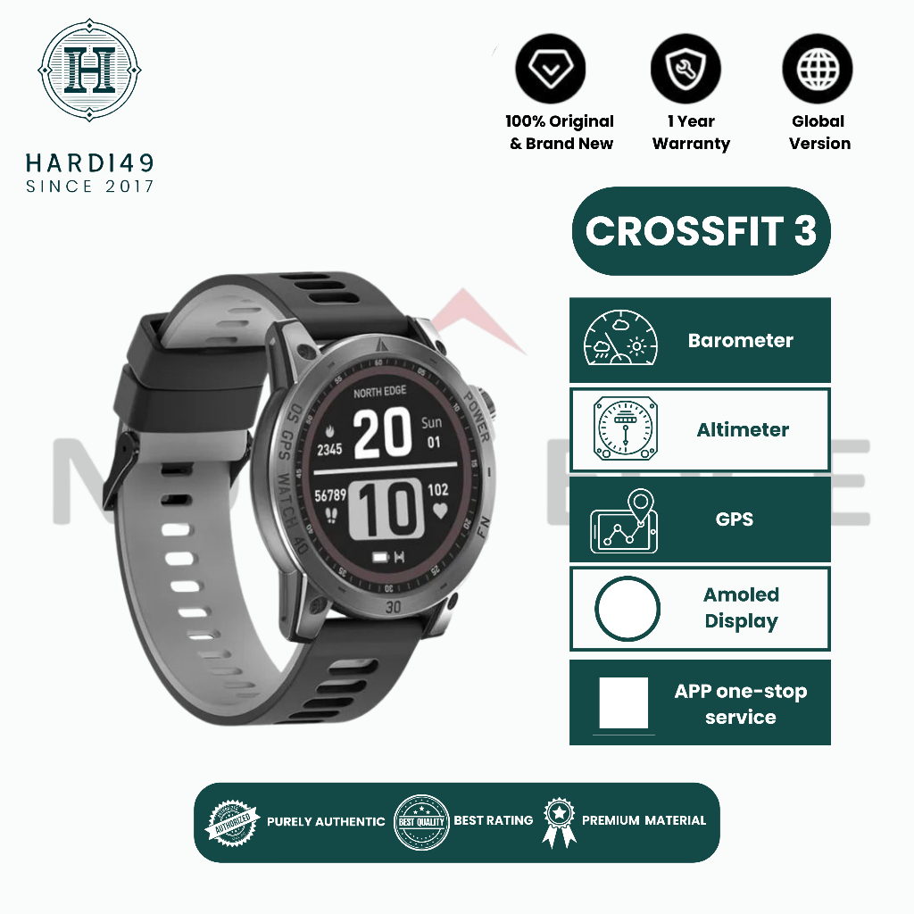 Jual NORTH EDGE CROSS FIT3 GPS smartwatch AMOLED screen compass ...
