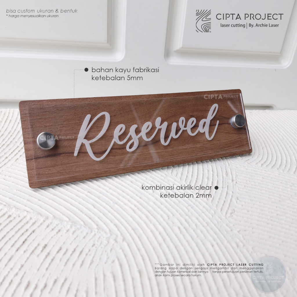 Jual Kayu Tanda Reserved / Papan Meja / Reserved Sign / Desk Sign ...