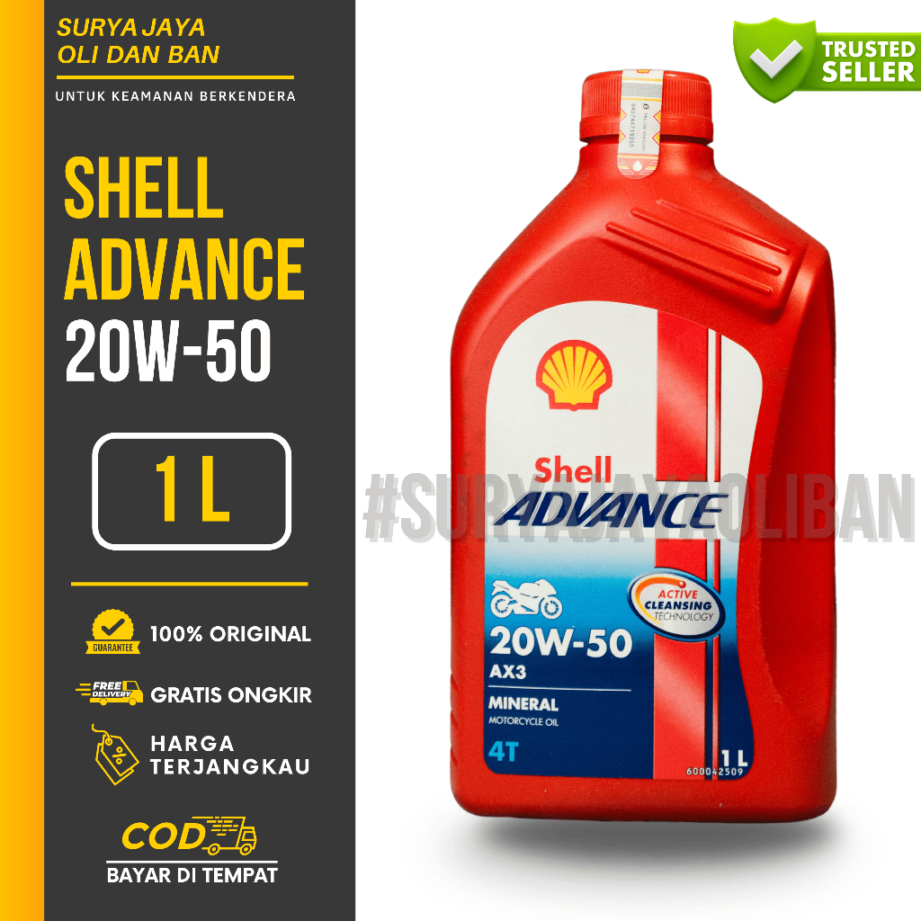 Jual Oli Mesin Shell Advance AX3 20W-50 1L / Motor 4 Tak Manual 100% ...