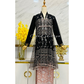 Jual Kebaya Kartini Tulle Kombinasi Hitam Payet Bermotif H | Shopee ...