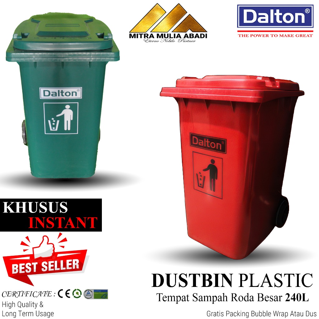 Jual *KHUSUS INSTANT* Tempat Sampah Roda Besar 240 Liter Dalton HPDE ...