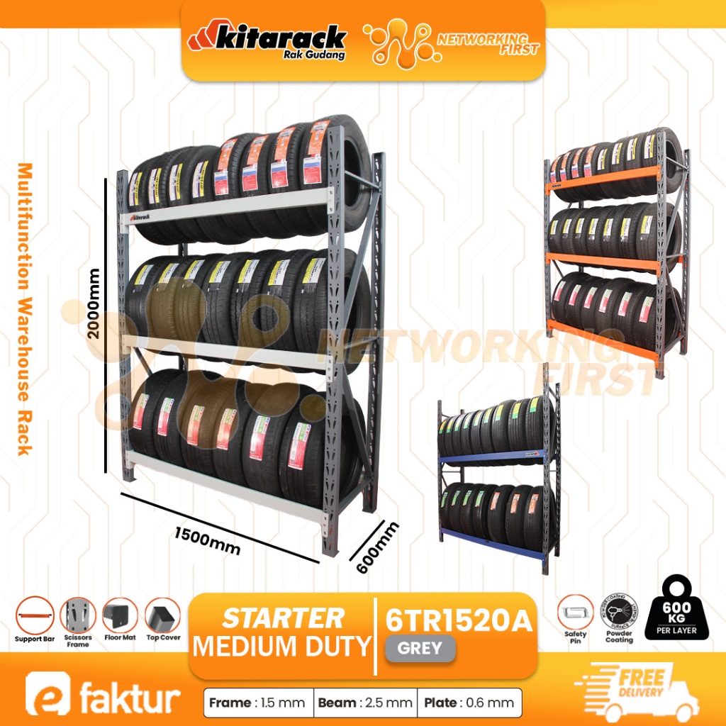 Jual 6TR1520 - Rak Besi Starter Frame Abu Tire Rack Series 600kg/Layer ...