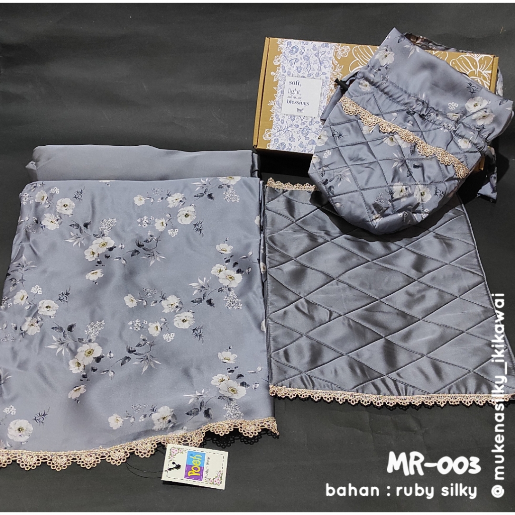 Jual Mukena Ruby Silky 2in1 Premium Motif (MR-003/ Blue Grey) | Shopee ...