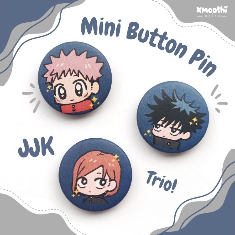 Jual ITADORI MEGUMI NOBARA MINI BUTTON PIN - JUJUTSU KAISEN - JJK TRIO ...