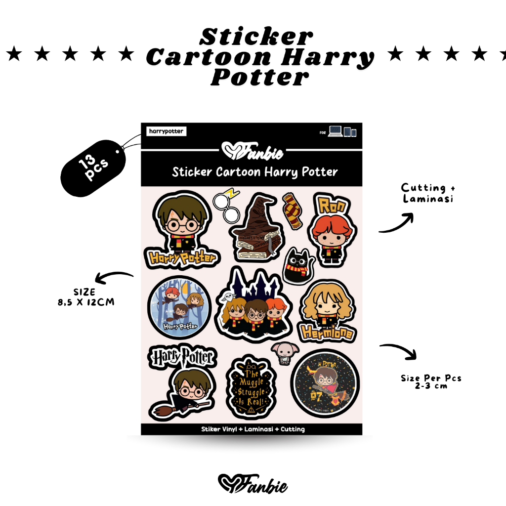 Jual STICKER CARTOON HARRY POTTER | STIKER HARRY POTTER | WATERPROOF ...