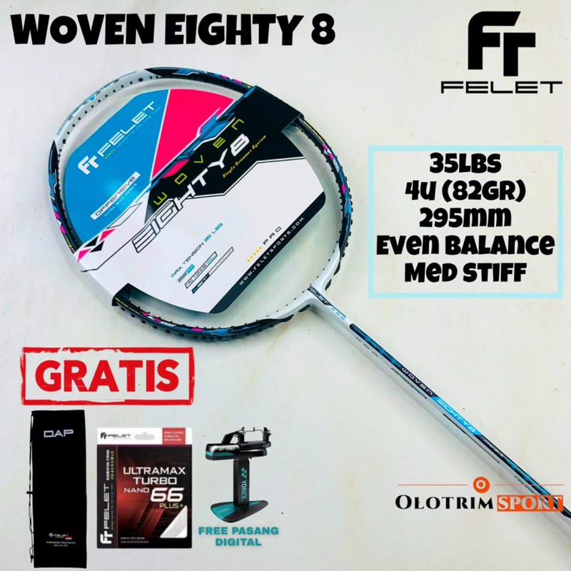 Jual Raket Badminton FELET WOVEN EIGHTY 8 35LBS EIGHTY8 88 Original ...