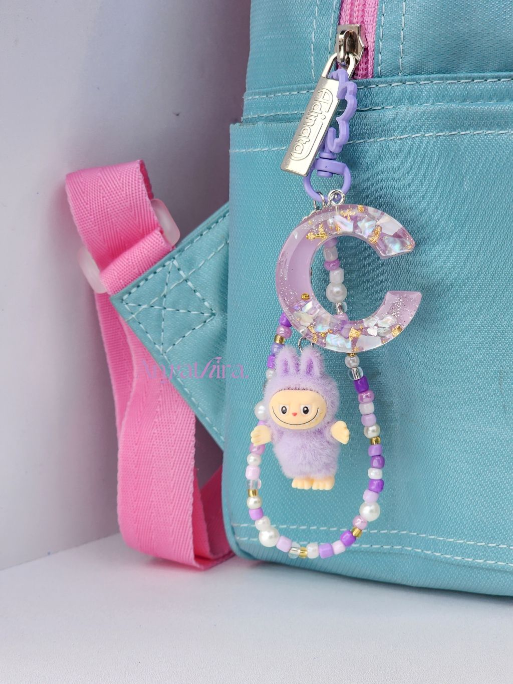 Jual Anyathira Labubu Keychain Mini Resin Initial Popmart Gantungan ...