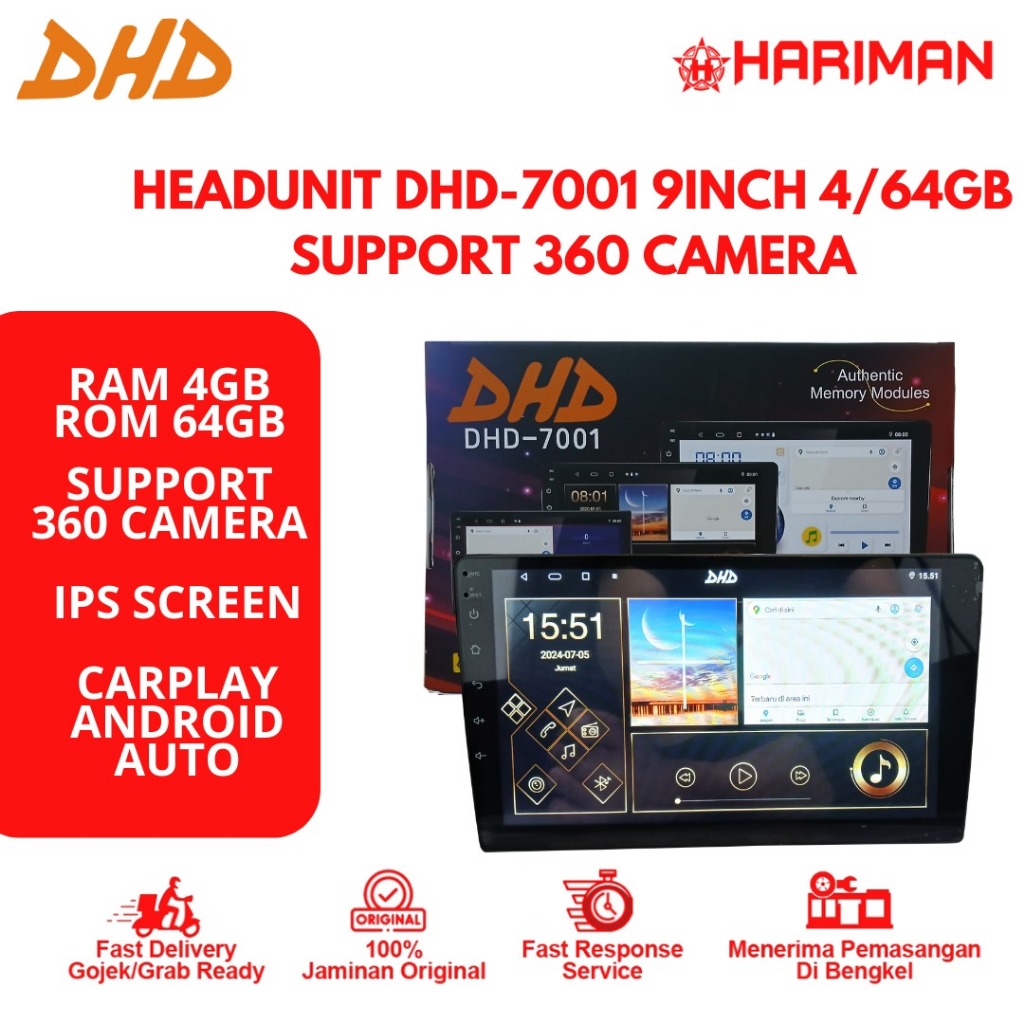 Jual Headunit Android DHD Ram 9 inch RAM 4+64Gb MURNI Support 360 ...
